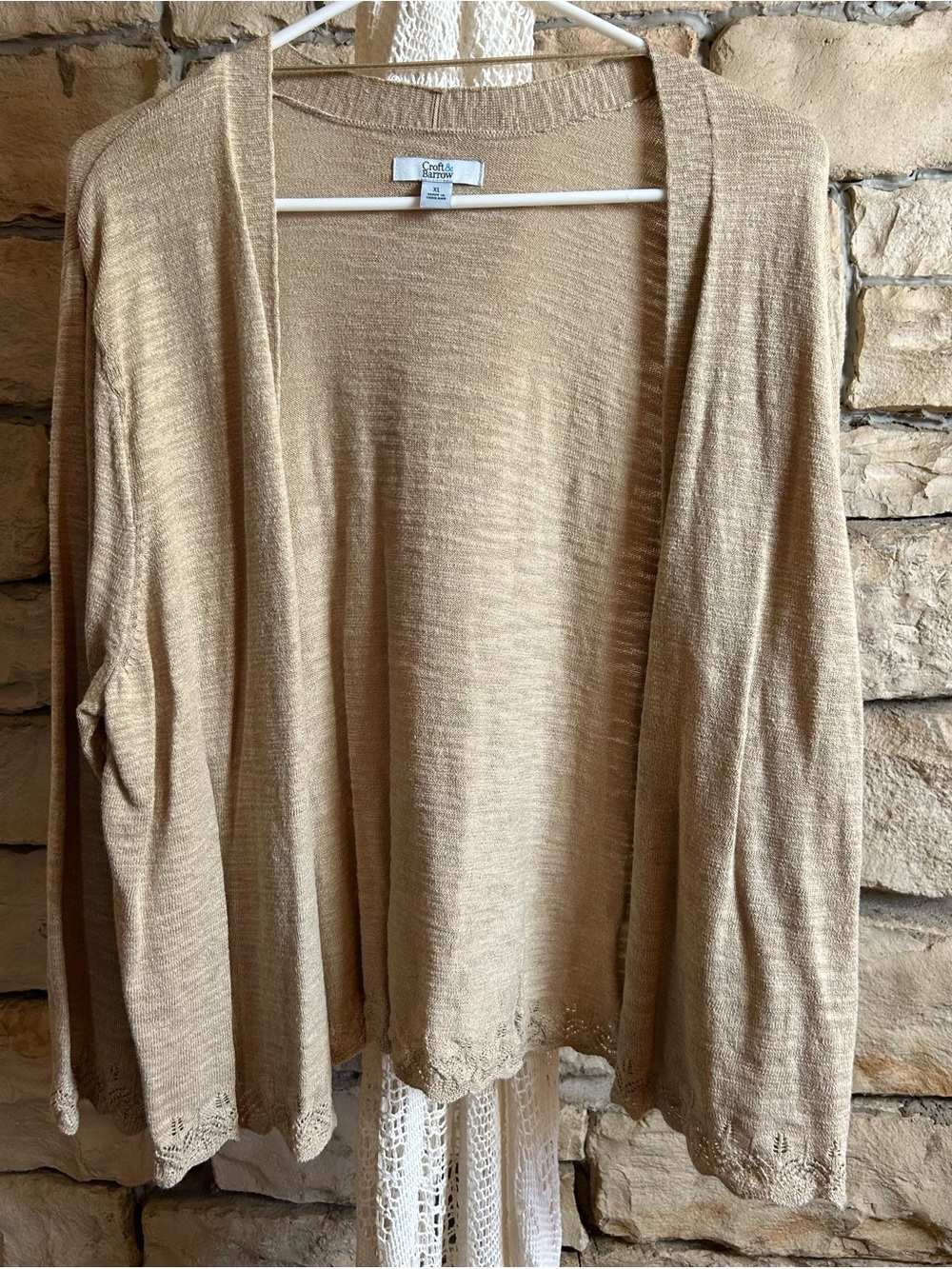 Croft & Barrow Beige Open-Front Lightweight Cardigan